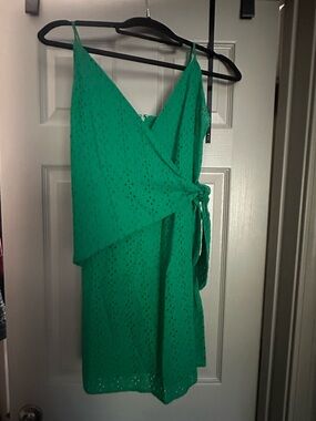 GB Juniors Green Eyelet Wrap Mini Dress